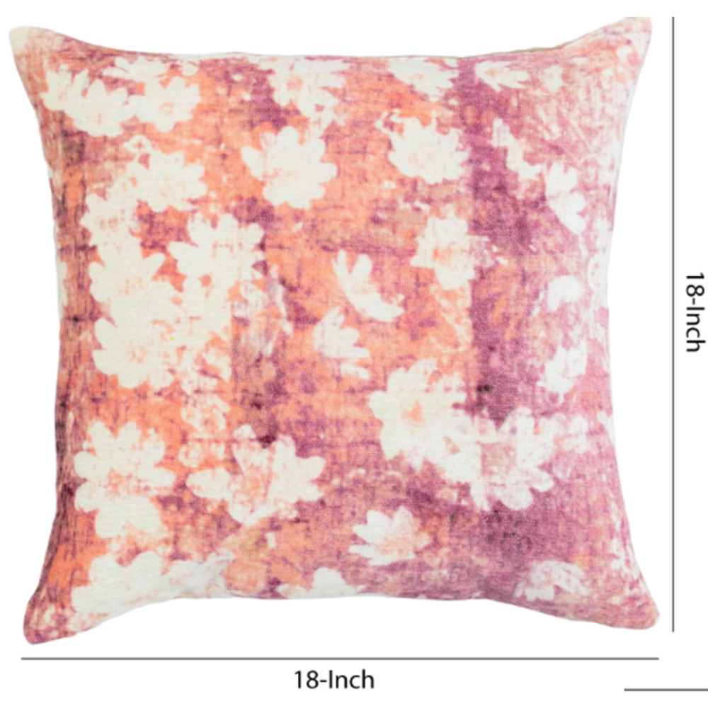 NWOT 2 Villa By Classic Home Orange White Printed Floral Pattern Throw Pillow